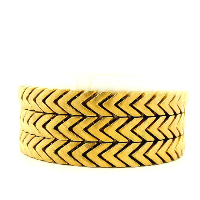 Gold Vintage Italian 18k Gold Three-Row Chevron Bracelet, Circa 1970 For Sale - Image 8 of 10