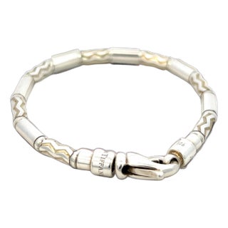 1990s Tiffany & Co Estate German Zig Zag Bracelet Sterling Silver For Sale