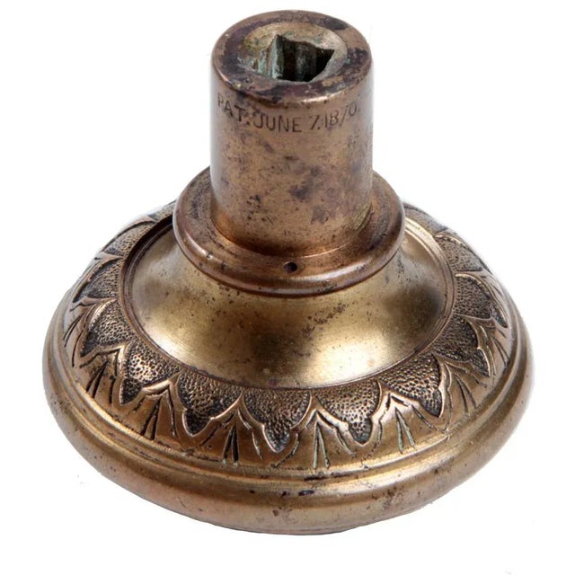 Victorian 19th Century Antique American Ornamental Bronze Door Knob With Rosette For Sale - Image 3 of 9