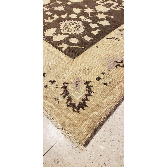 Antique Oushak Carpet, Handmade Turkish Oriental Rug, Beige, Taupe, Charcoal For Sale - Image 9 of 18