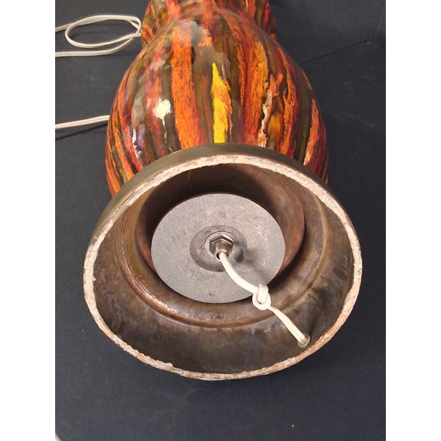 Mid Century Modern Ceramic Drip Glaze Table Lamp For Sale - Image 4 of 8