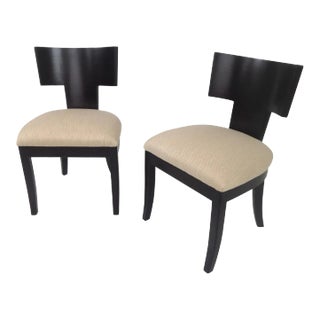 Klismos Style Modern Chenille Upholstered Chairs - a Pair For Sale