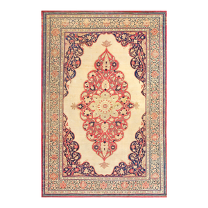 1890s Ivory Medallion Antique Persian Tabriz Haji Jalili Rug 7'6'' X 11' Handknotted Wool Carpet