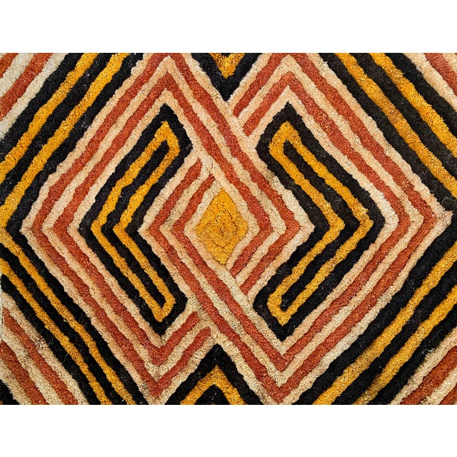 Tribal Vintage Raffia Kuba Grass Tribal Textile Fabric For Sale - Image 3 of 3