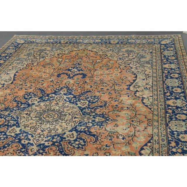 Orange 1970s Vintage Turkish Oushak Handmade Wool Cotton Orange Area Rug For Sale - Image 8 of 12