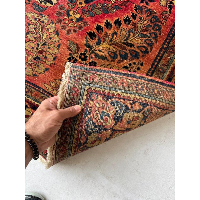 Persian Antique Sarouk in Original Dyes Floral Sprays with Movement & Harmony Rug 4.2 x 6.4 For Sale - Image 3 of 8