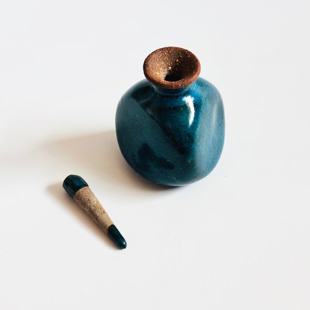 Ceramic Studio Pottery Perfume Bottle With Dauber For Sale - Image 7 of 9