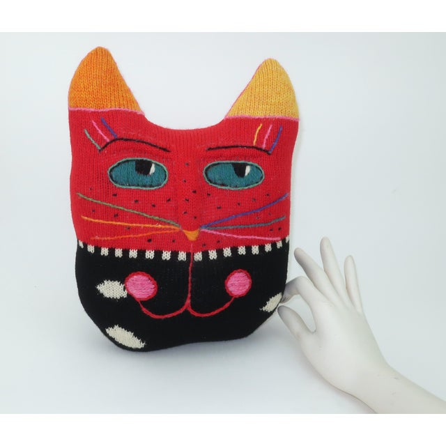 Wool Postmodern Cat Pillow, 1980's For Sale - Image 12 of 12