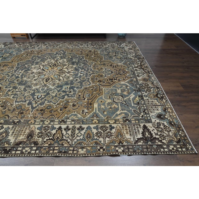 1970s Vintage Persian Handmade Wool Cotton Brown Area Rug For Sale In San Francisco - Image 6 of 11