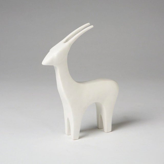 Minimalist Matte White Animal Sculpture Set – 5-Piece Modern Safari Collection (Elephant, Giraffe, Rhino, Horse, Antelope) For Sale In Chicago - Image 6 of 11