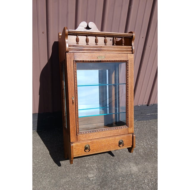 Antique Wall Hanging Barber Cabinet Quarter Sawn Oak Frank S Betz Co Chicago Usa For Sale In Cleveland - Image 6 of 17