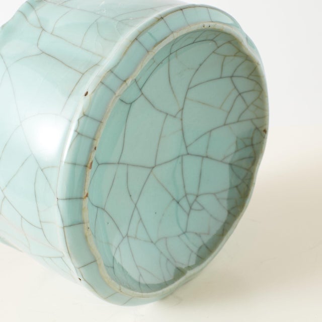 Blue Shallow Brush Washer with Ru Blue Glaze For Sale - Image 8 of 8