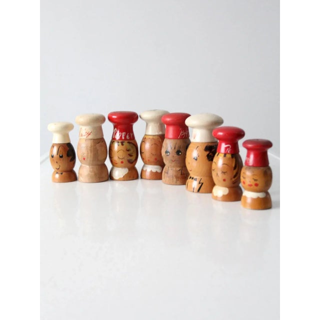 Mid-Century Wooden Salt & Pepper Shakers - 8 Piece For Sale - Image 4 of 13