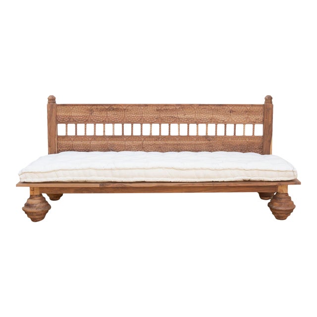 Natural Lotus Floral Reclaimed Wood Daybed For Sale