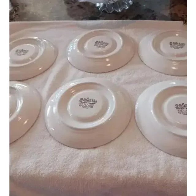 1960s 5 Pc Mikasa Saucer Plates Mediterranean Blue Bird Mid Century 4026 Vintage For Sale - Image 5 of 10