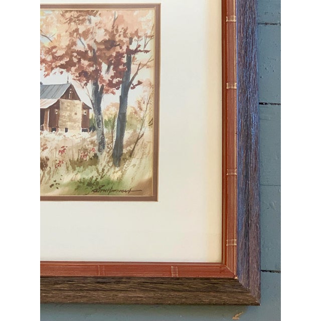 Traditional Vintage Barn Watercolor Painting by Keith Hoffman. Signed. 1980’s. Painting: 12” x 8” Overall size in custom...