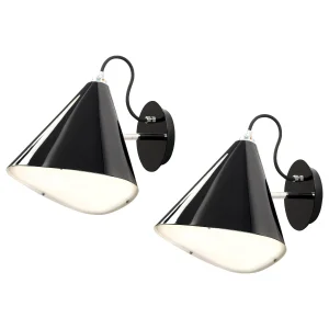 Daniel Becker Emily Wall Lights in Ultra Glossy Black for Moss Objects - a Pair