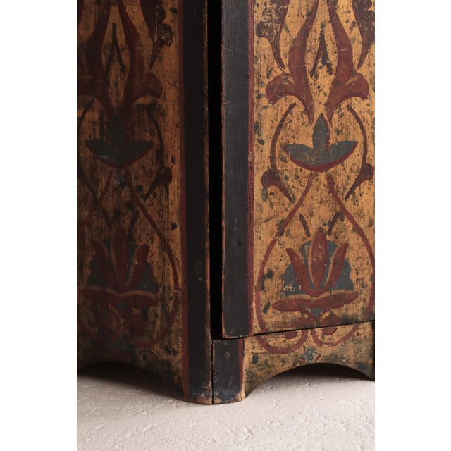 Black Antique Scandinavian Column Cabinet with Hand-Painted Decor For Sale - Image 8 of 16