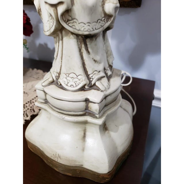 Ceramic 1900s Porcelain Statue Lamps - A Pair For Sale - Image 7 of 11