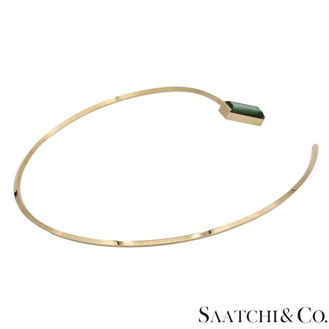18k (750) Yellow Gold Stylish Tourmaline Necklace For Sale - Image 4 of 14