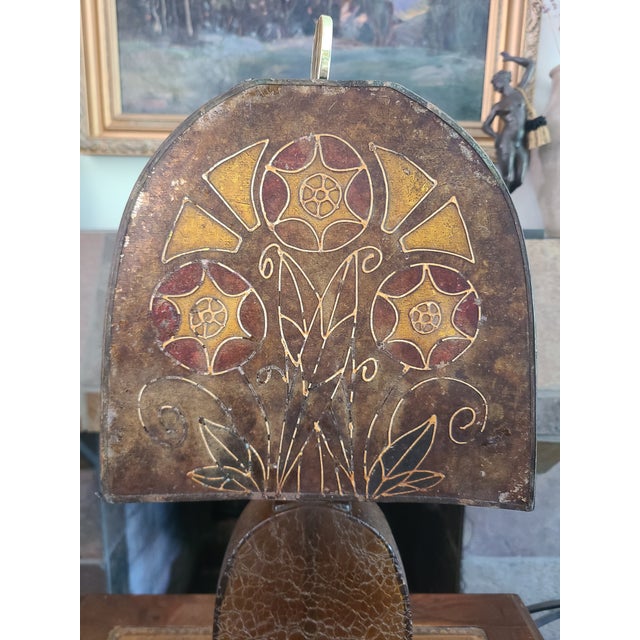 Antique Art Deco Crackle Glass Table Lamp With Mica Shade For Sale - Image 10 of 18