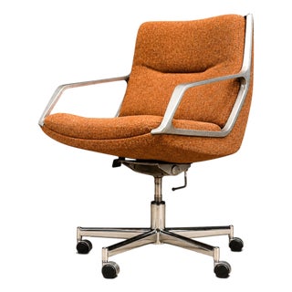 “Low Commander” Swivel Armchair by Jorge Zalszupin, Bronze Chenille & Aluminum, Brazil, 1973 – Lot 869 For Sale