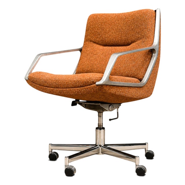 “Low Commander” Swivel Armchair by Jorge Zalszupin, Bronze Chenille & Aluminum, Brazil, 1973 – Lot 869 For Sale