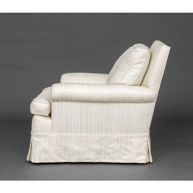 Textile Modern Striped White Silk Upholstered Armchair For Sale - Image 7 of 8