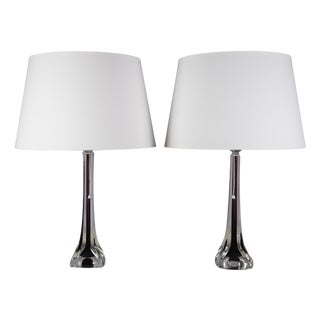 Moulded Glass Table Lamps by Paul Kedelv for Flygsfors, 1950s, Set of 2 For Sale