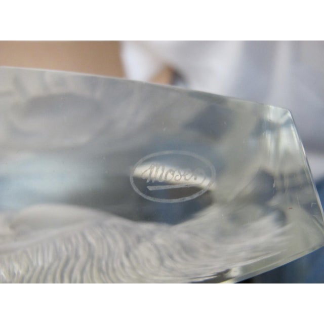 Glass Lubos Metelak Moser Clear Cut Czech Art Glass Intaglio Lion Head Sculpture For Sale - Image 7 of 11