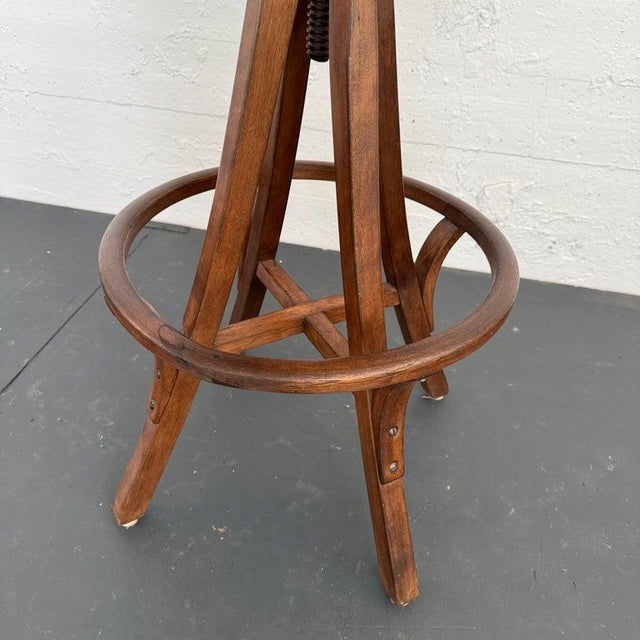 1920s Oak Craftsman Swivel Architect's Drafting Stool For Sale - Image 12 of 12