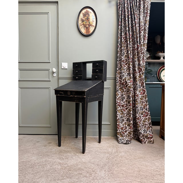 19th Century Small Antique Black Tiered Desk, 1890s For Sale - Image 5 of 15