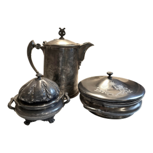 19th Century Victorian Quadruple Silver Plate Serving Pieces - Set of 3