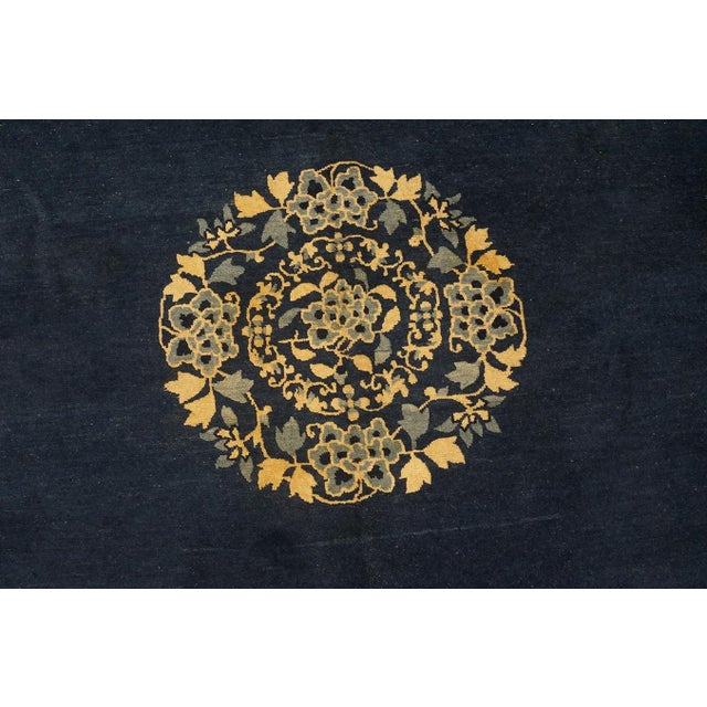 Superb Navy Background Color Medallion/Crest Design Antique Chinese Peking Rug For Sale In New York - Image 6 of 12