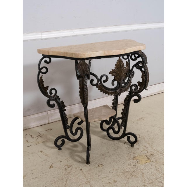Age: Approx: 30 Years Old Details: High Quality Construction Nice Marble Top French Style Heavy Quality Scrolled Iron Base...