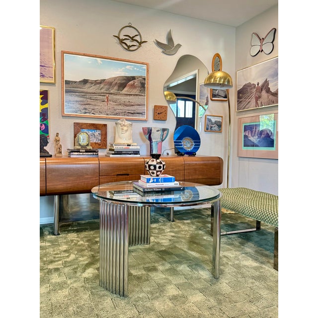 A Beautiful Art Deco Space Age Futurist Round Chrome Coffee Table, Circa 1970s For Sale - Image 9 of 11
