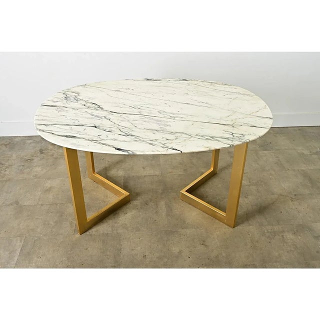 French Modern Oval Marble Dining Table For Sale - Image 11 of 12