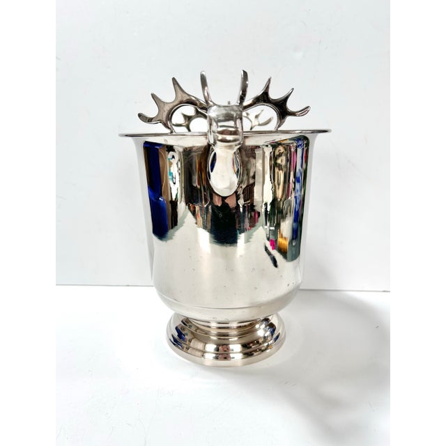 Vintage Silverplated Stag Ice Bucket Wine Champagne Chiller - Lodge Style For Sale - Image 4 of 8