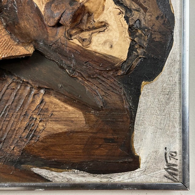 Vintage Brutalist Mixed Media Assemblage, Signed (1970)/Postmodernist Art For Sale - Image 4 of 10