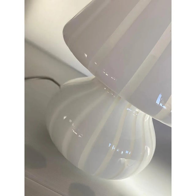Striped Milky-White Fungo Murano Glass Style Table Lamp from Simoeng For Sale - Image 6 of 11