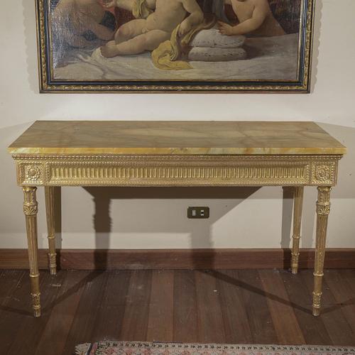 Stone Console Table with Redone Marble Top For Sale - Image 7 of 7