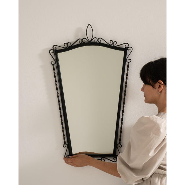 Black Wrought Iron Wall Mirror, Antique, France, Circa 1970 For Sale - Image 8 of 8