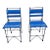 Chic Vintage Mid-Century Ilana Goor Style Counter Height Iron Stools - A Pair -in Blue Faux Leather For Sale