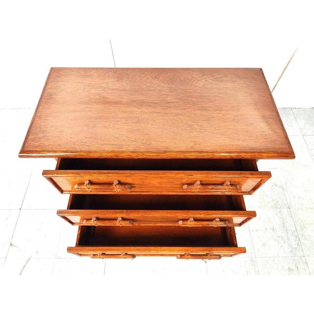 Brown Vintage Bamboo Chest of Drawers from Maugrion, 1970s For Sale - Image 8 of 12