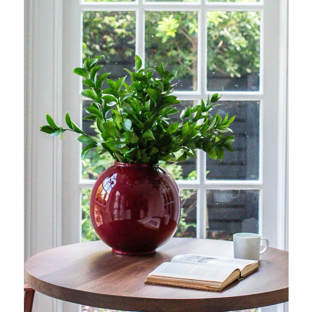 Large Mid 20th Century Round Oxblood Red Ceramic Mid Century Vase For Sale In Charleston - Image 6 of 6
