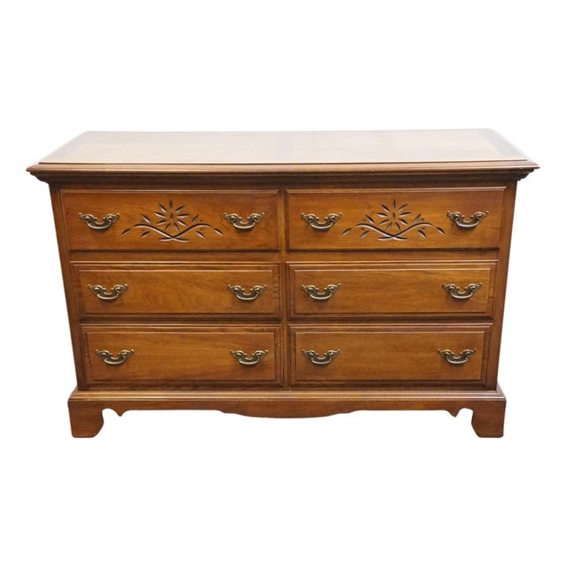 Broyhill Furniture Penn Colony Solid Cherry Early American Colonial 54" Double Dresser 2600-22 For Sale
