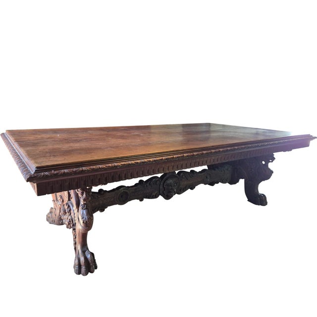 Antique Renaissance Revival Carved Walnut Refectory Table, 1850 For Sale - Image 12 of 18
