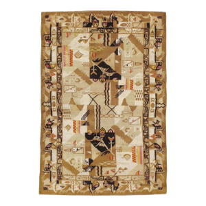 Galerie Shabab Collection Mid-20th Century Indian Art Deco Rug Inspired by Edward McKnight Kauffer
