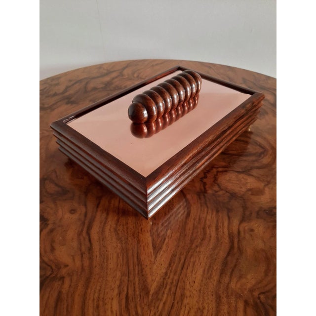 Art Deco Rosewood & Copper Box, 1930s For Sale - Image 4 of 15
