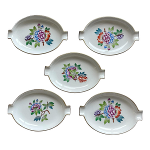 Herend Hungary Queen Victoria Oval Trinket Dishes / Porcelain Ashtrays 7783. Set of 5